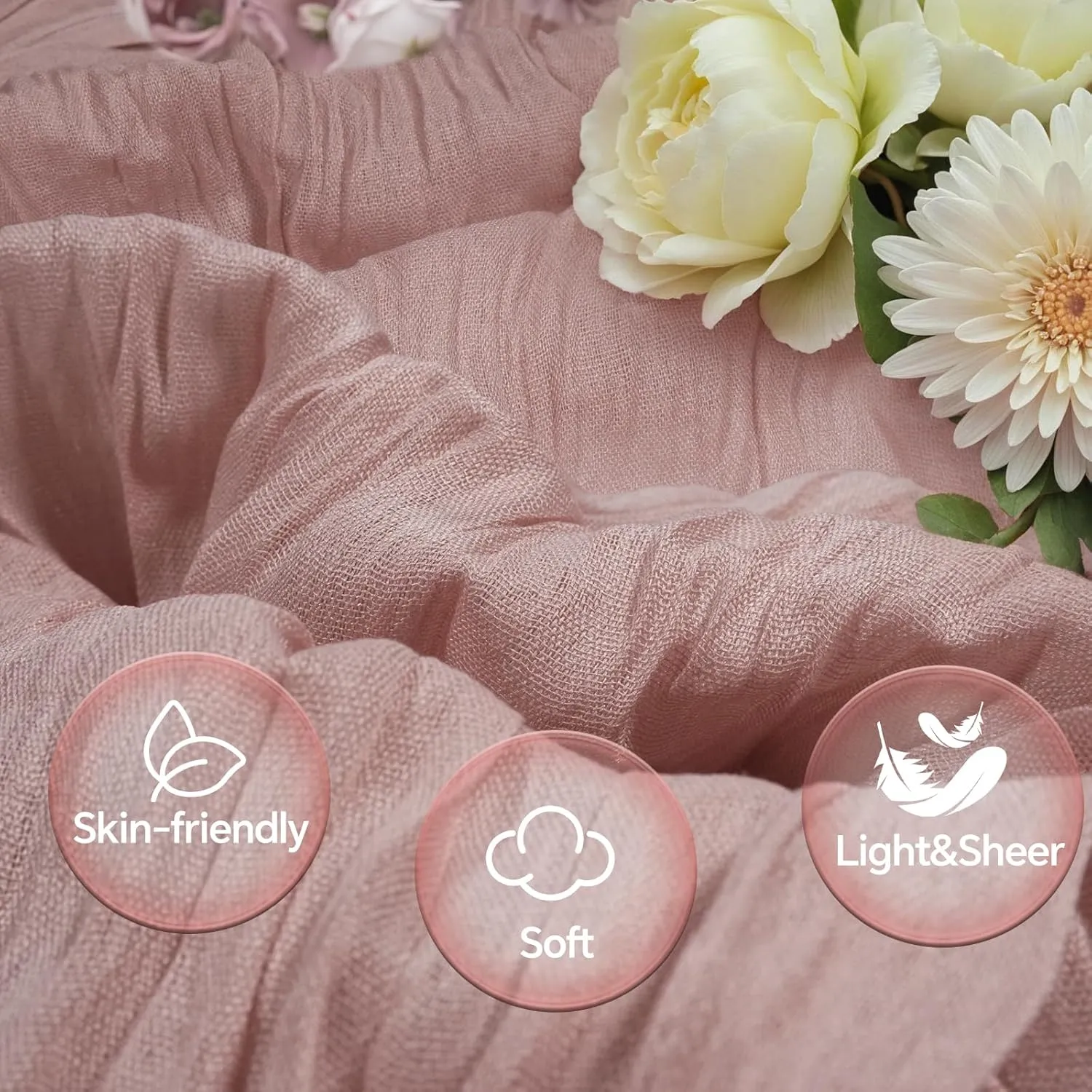 10FT 6 Pack Pink Cheesecloth Table Runner Romantic Boho Rustic Gauze Dusty Pink Summer Cheese Cloth Table Runners 35x120 inchs Decor for Wedding Bridal Baby Shower Party Birthday Home Decorations