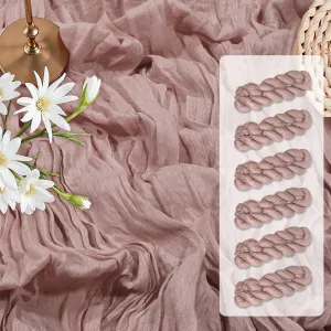 10FT 6 Pack Pink Cheesecloth Table Runner Romantic Boho Rustic Gauze Dusty Pink Summer Cheese Cloth Table Runners 35x120 inchs Decor for Wedding Bridal Baby Shower Party Birthday Home Decorations