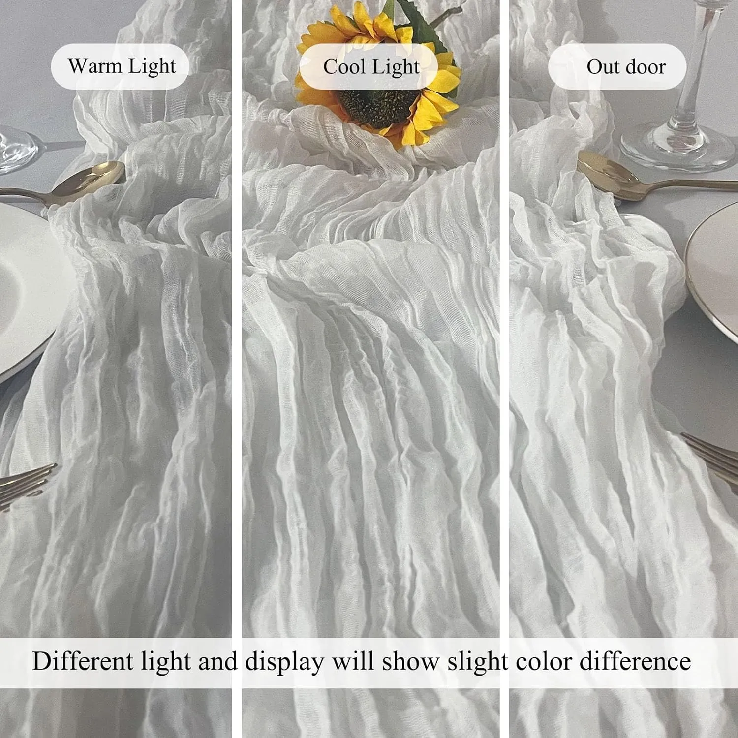 12Pack White Table Runner 10Ft Cheesecloth Table Runner Boho Gauze Table Runners Long Cheese Cloth Table Runners for Wedding Party Bridal Shower Thanksgiving Christmas