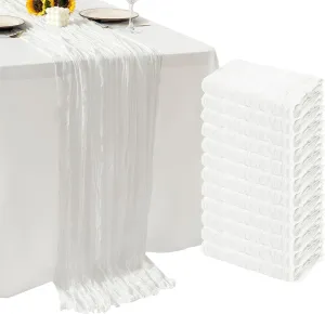 12Pack White Table Runner 10Ft Cheesecloth Table Runner Boho Gauze Table Runners Long Cheese Cloth Table Runners for Wedding Party Bridal Shower Thanksgiving Christmas