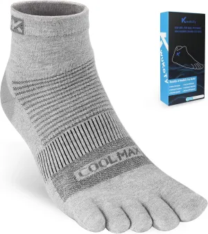 4 Pairs COOLMAX CORE Lightweight Sport Toe Running Quarter Socks
