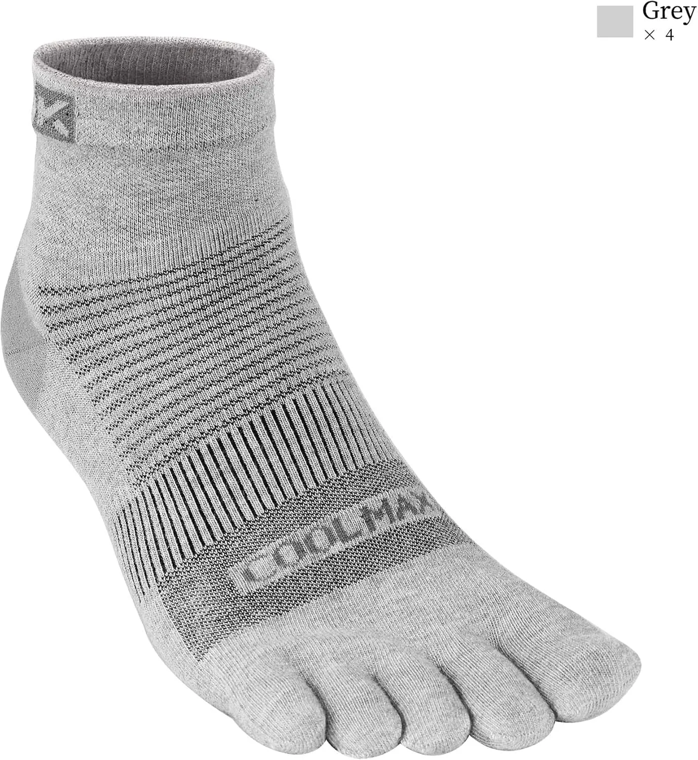 4 Pairs COOLMAX CORE Lightweight Sport Toe Running Quarter Socks