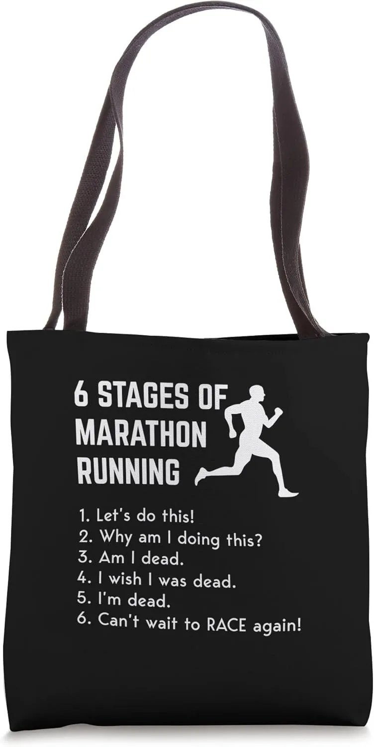 6 Stages Of Marahon Running Jogger Athlete Running Sports Tote Bag