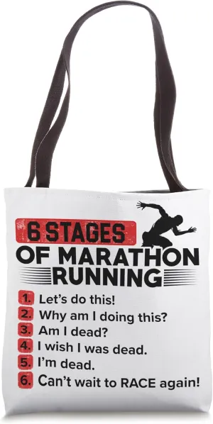 6 Stages Of Marahon Running Jogger Athlete Running Sports Tote Bag