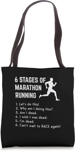 6 Stages Of Marahon Running Jogger Athlete Running Sports Tote Bag