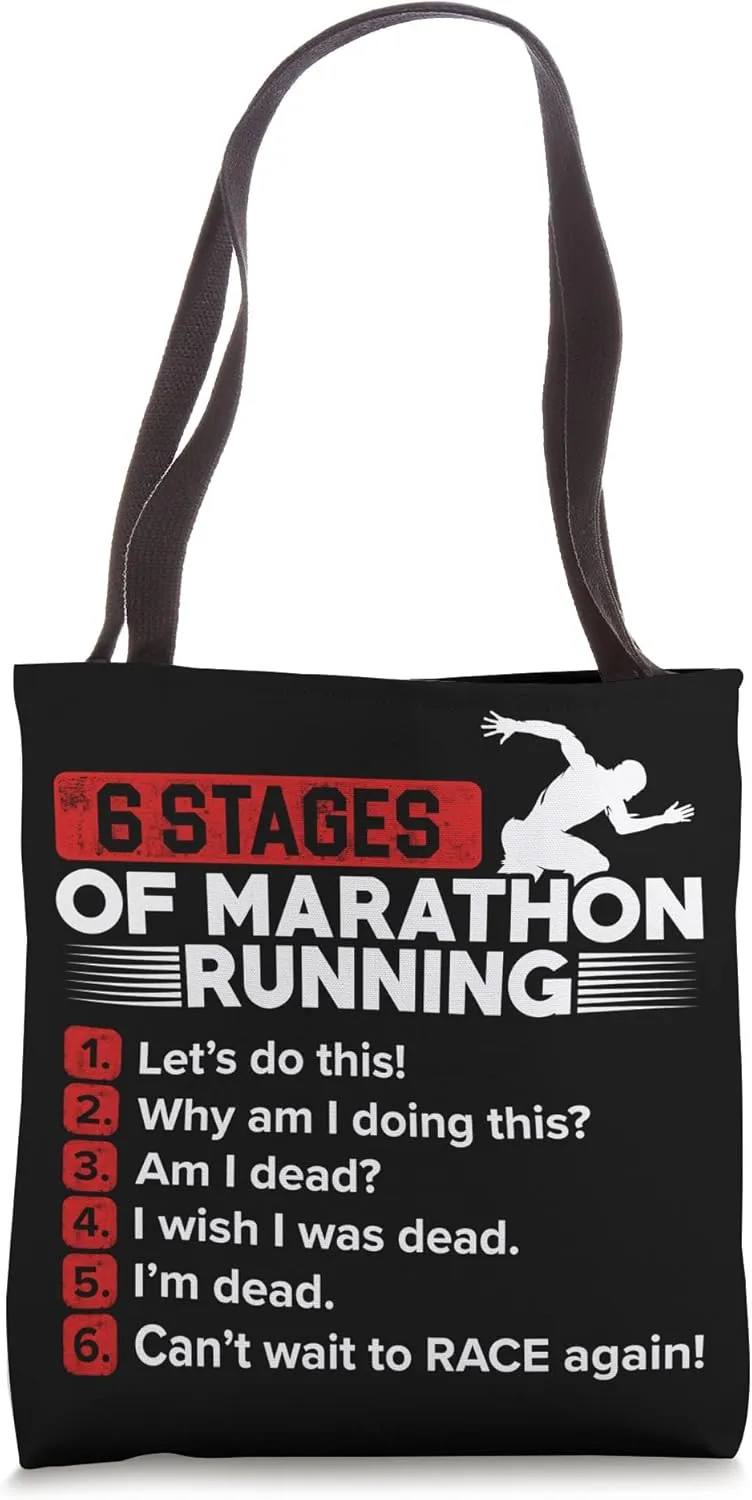 7 Stages Of Marahon Running Jogger Athlete Running Sports Tote Bag