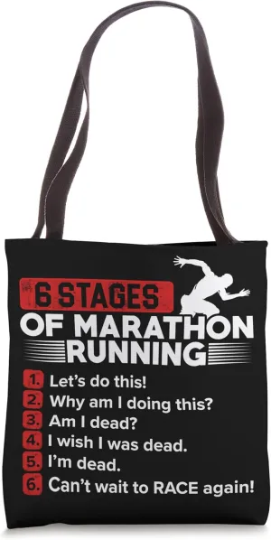 7 Stages Of Marahon Running Jogger Athlete Running Sports Tote Bag