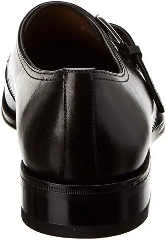 Alessandro 8 EE Single Monk Strap Plain Toe Black Leather Men's Oxford (Salvatore