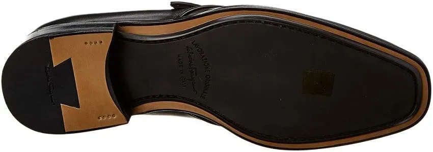 Alessandro 8 EE Single Monk Strap Plain Toe Black Leather Men's Oxford (Salvatore
