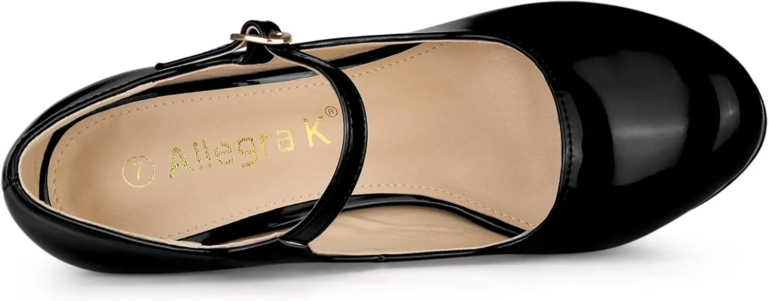 Allegra K Women's Platform Mary Jane Pumps Ankle Strap Stiletto High Heels Dress Shoes