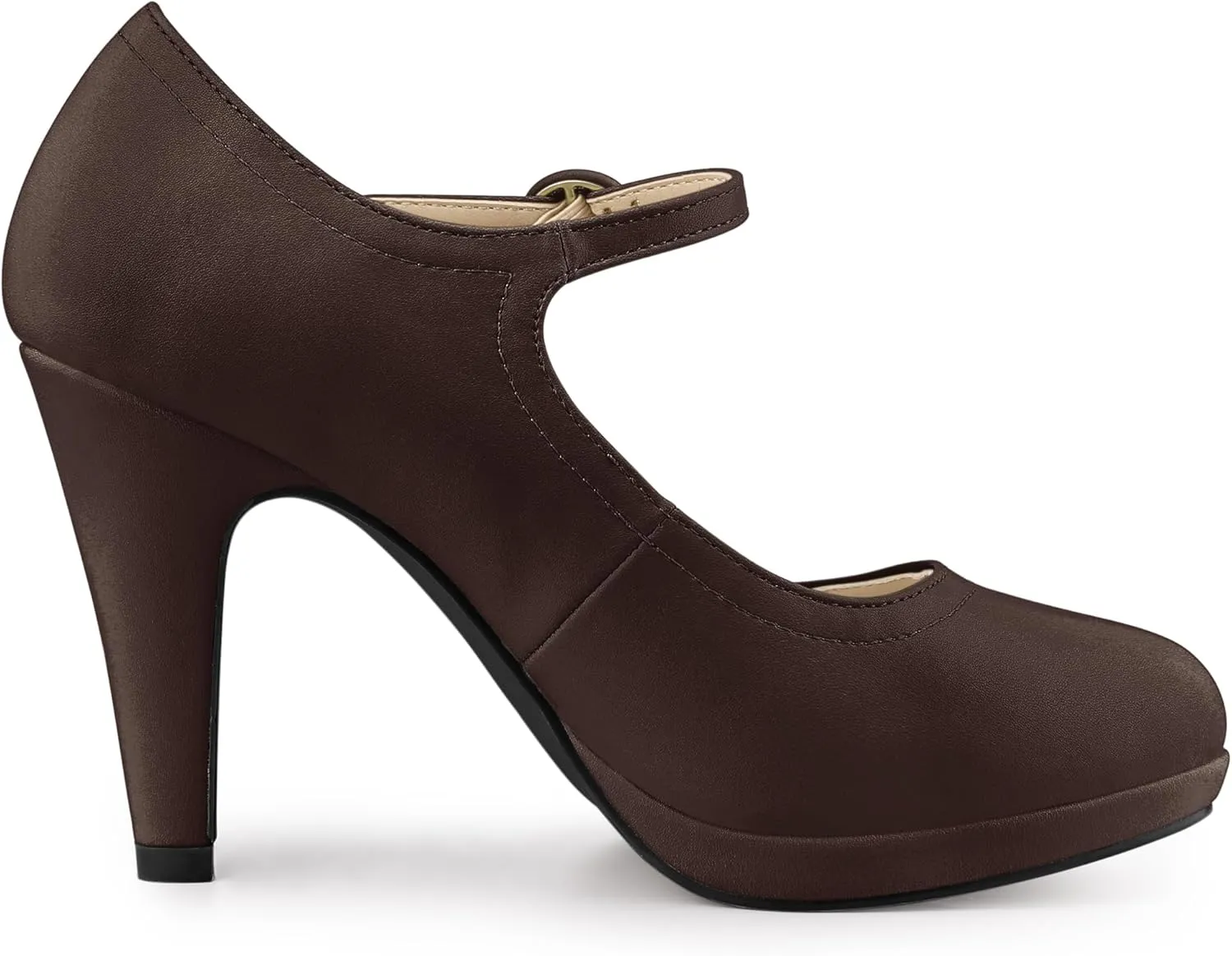 Allegra K Women's Platform Round Toe Ankle Strap Mary Jane Shoes Pump Stiletto Heel Pumps