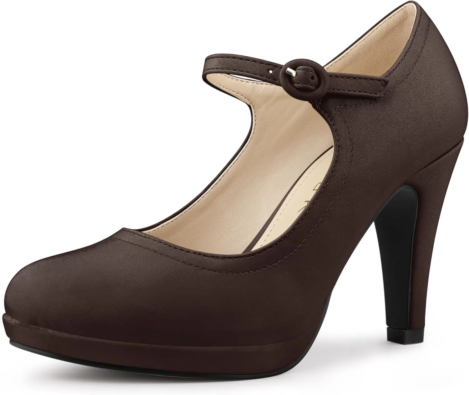 Allegra K Women's Platform Round Toe Ankle Strap Mary Jane Shoes Pump Stiletto Heel Pumps