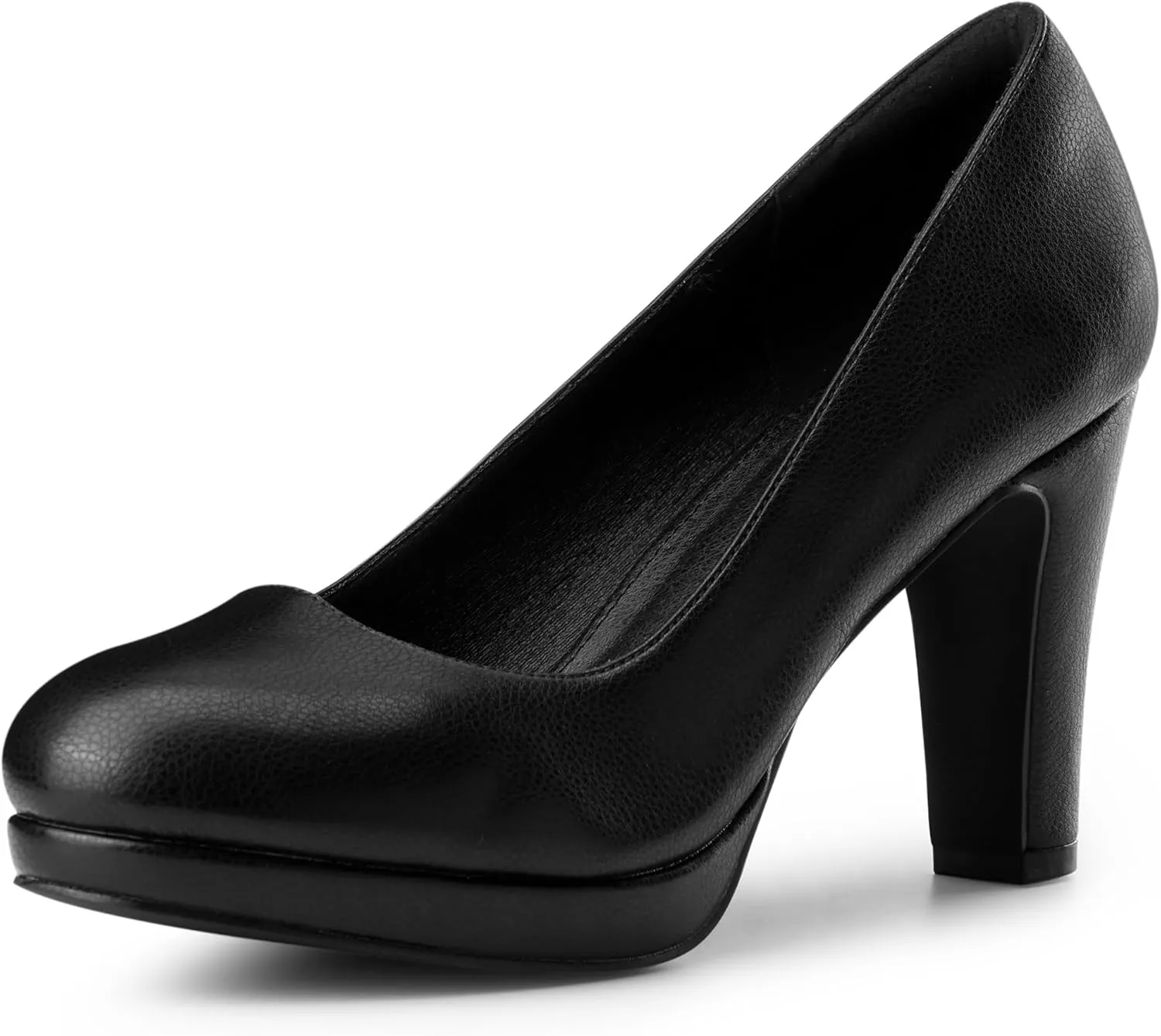 Allegra K Women's Round Toe Chunky Heel Platform Pumps