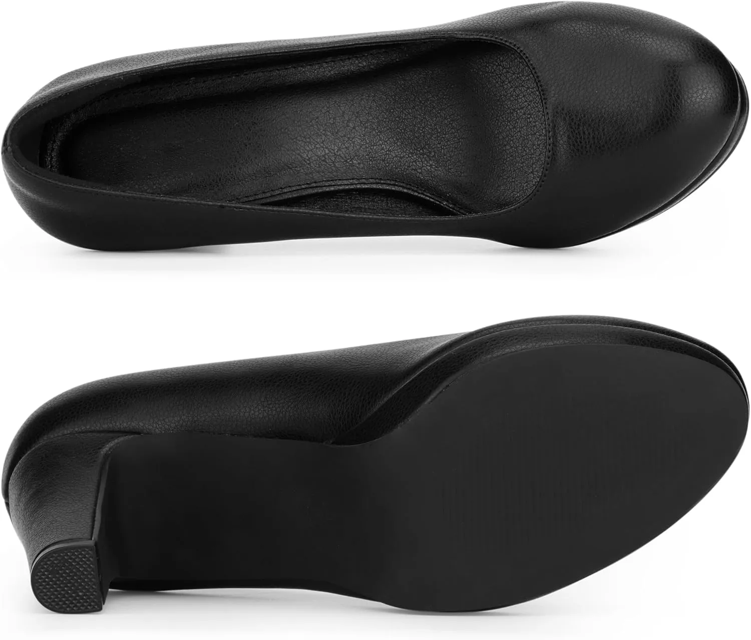 Allegra K Women's Round Toe Chunky Heel Platform Pumps