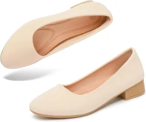 ALTOCIS Women’s Low Block Chunky Heels Pumps Ladies Elegant Closed Round Toe Pumps Shoes Low Platform Office Pumps Shoes