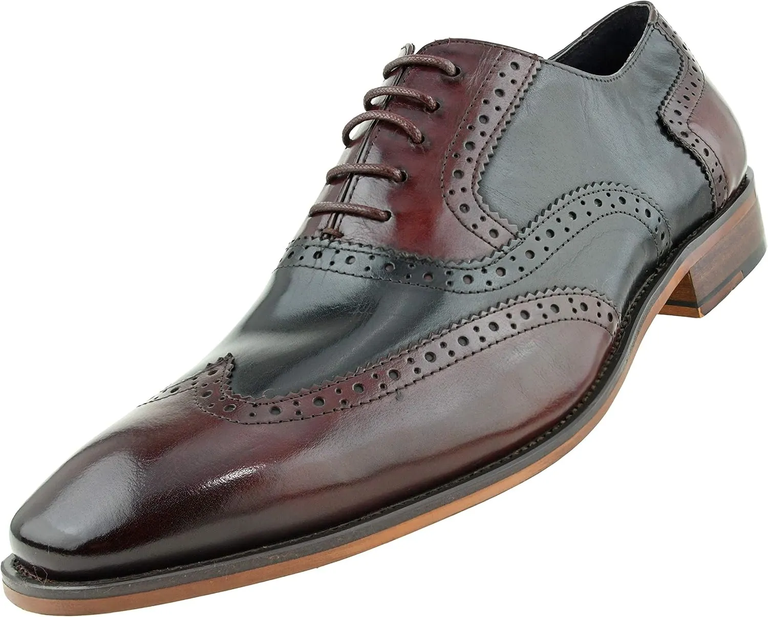 Asher Green AG100 - Men's Dress Shoes - Genuine Calf Leather Wingtip Oxfords - Two Tone and Multi Tone Mens Dress Shoes
