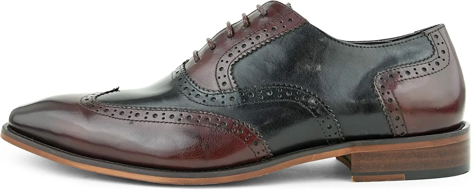 Asher Green AG100 - Men's Dress Shoes - Genuine Calf Leather Wingtip Oxfords - Two Tone and Multi Tone Mens Dress Shoes
