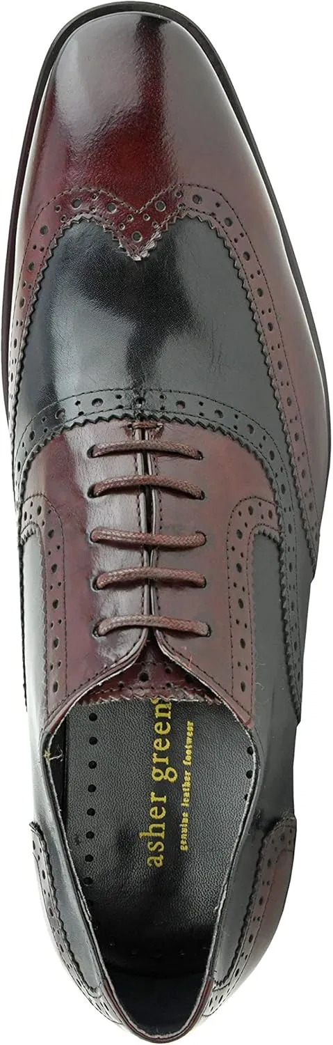 Asher Green AG100 - Men's Dress Shoes - Genuine Calf Leather Wingtip Oxfords - Two Tone and Multi Tone Mens Dress Shoes
