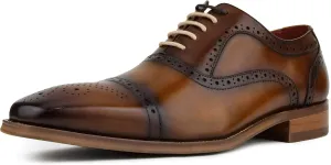 Asher Green AG114 Men's Genuine Leather Oxfords, Cap Toe, Lace Up, Brogue - Teal, Tan, Brown, Green, Grey