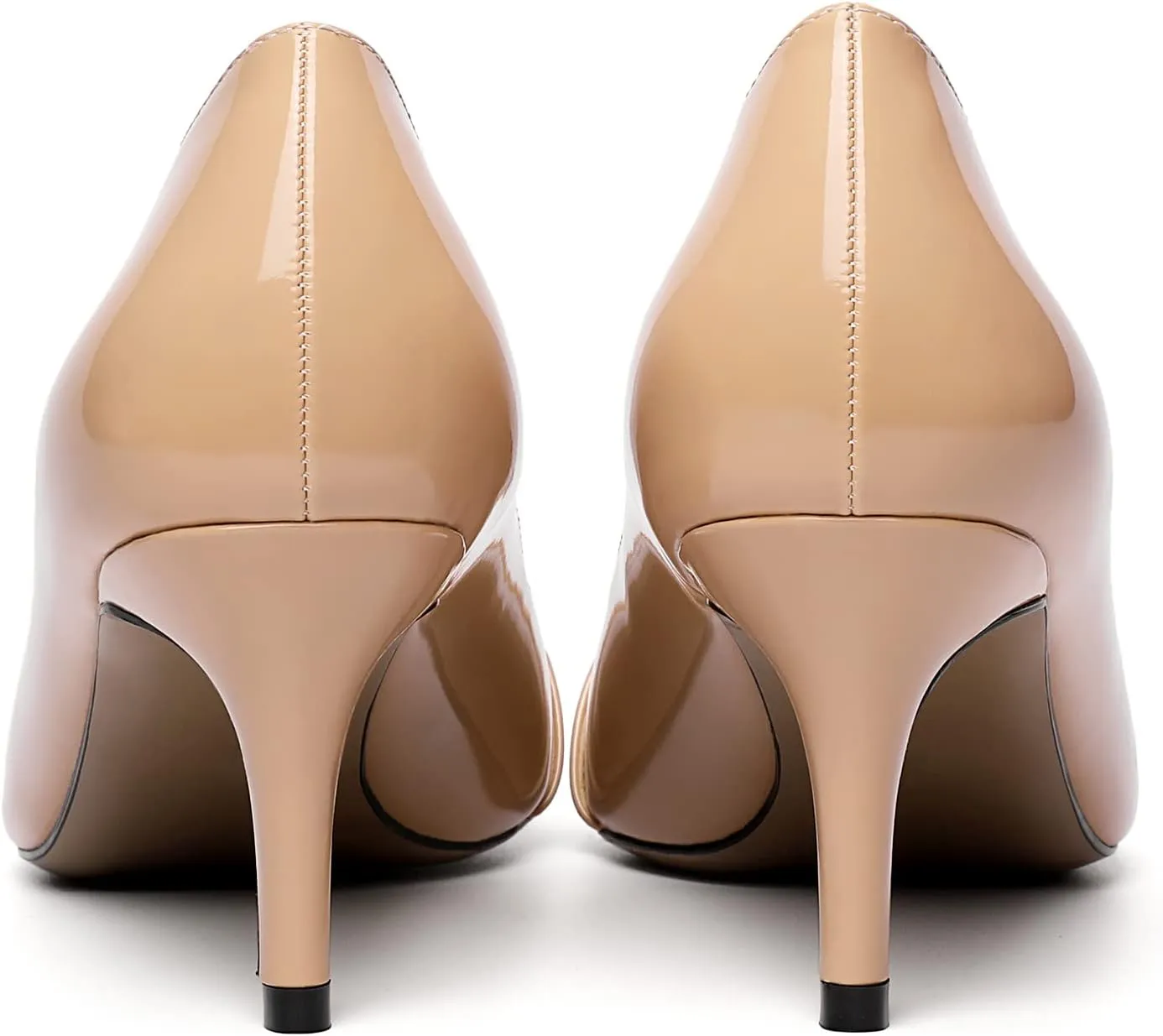 AUMOTED Womens Sexy Patent Pointed Toe Pumps Stiletto Mid Heel Pumps Slip On with Pearl Evening Wedding Dress Shoes 2.5 Inch