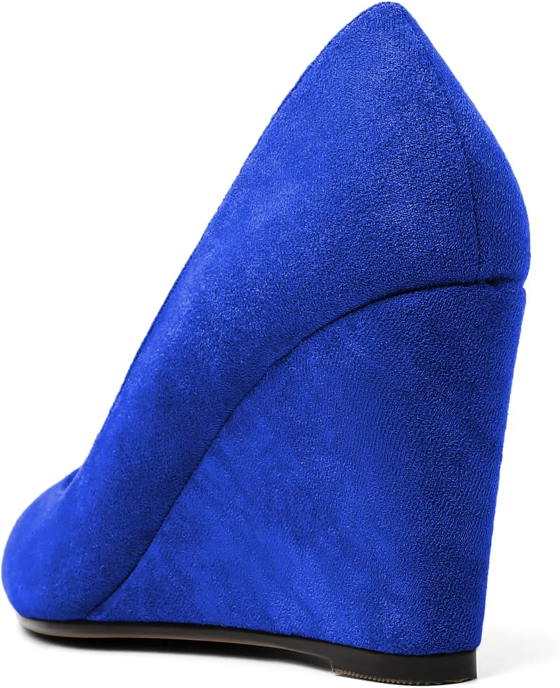 AUMOTED Women's Wedges Heel Pumps Solid Solid Closed Round Toe Wedge Pumps Slip On 3.5 Inch Wedge Suede Heels for Dress Working Evening