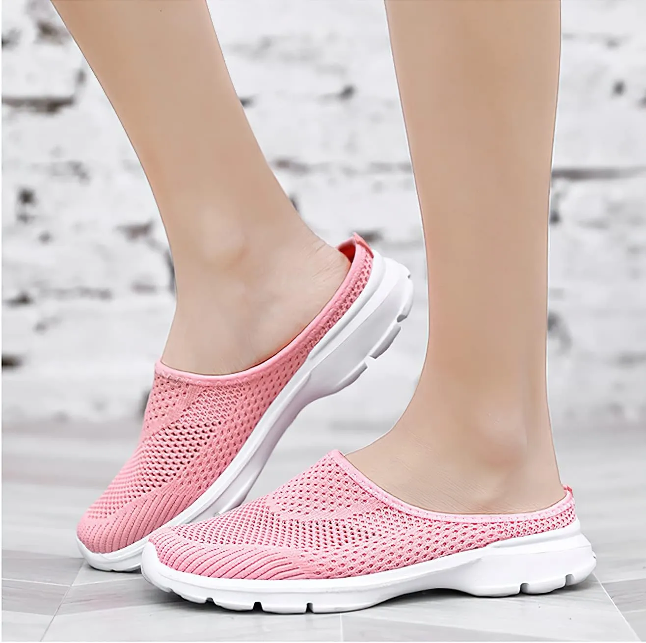 baobeijiadao Womens Mesh Mules Slip On Shoes Backless Sneakers Knit Flats Non-Slip Walking Shoes