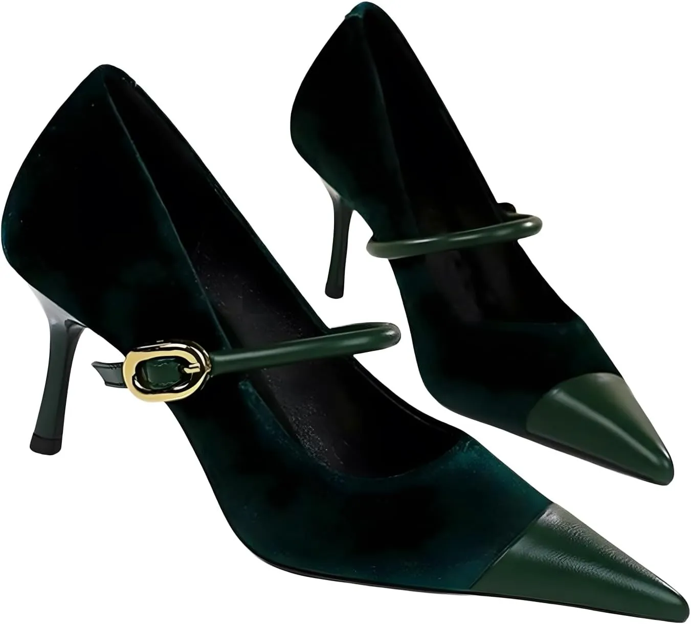 baobeijiadao Womens Pointed Toe Heeled Pumps Slip On Stiletto Heels Single-Strap Wedding Evening Dressy Shoes