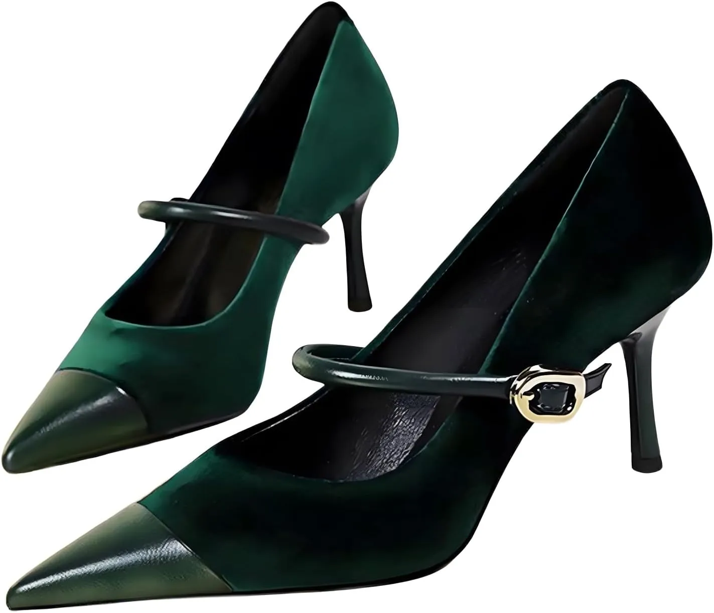baobeijiadao Womens Pointed Toe Heeled Pumps Slip On Stiletto Heels Single-Strap Wedding Evening Dressy Shoes