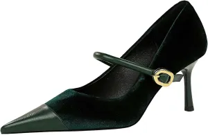 baobeijiadao Womens Pointed Toe Heeled Pumps Slip On Stiletto Heels Single-Strap Wedding Evening Dressy Shoes