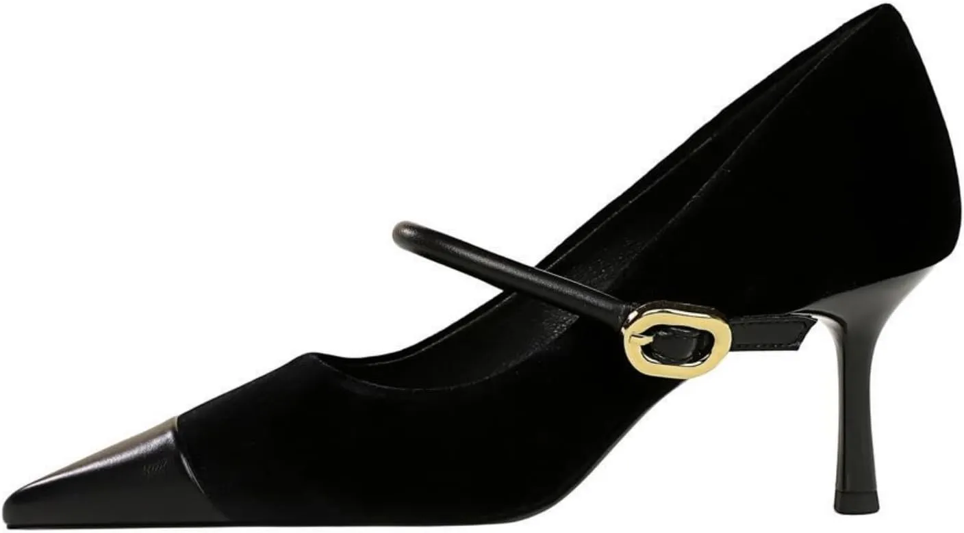 baobeijiadao Womens Pointed Toe Heeled Pumps Slip On Stiletto Heels Single-Strap Wedding Evening Dressy Shoes
