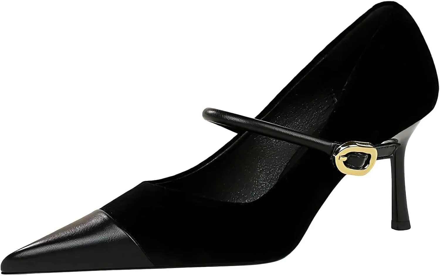 baobeijiadao Womens Pointed Toe Heeled Pumps Slip On Stiletto Heels Single-Strap Wedding Evening Dressy Shoes