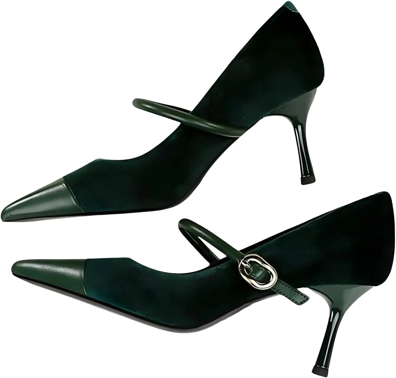 baobeijiadao Womens Pointed Toe Heeled Pumps Slip On Stiletto Heels Single-Strap Wedding Evening Dressy Shoes