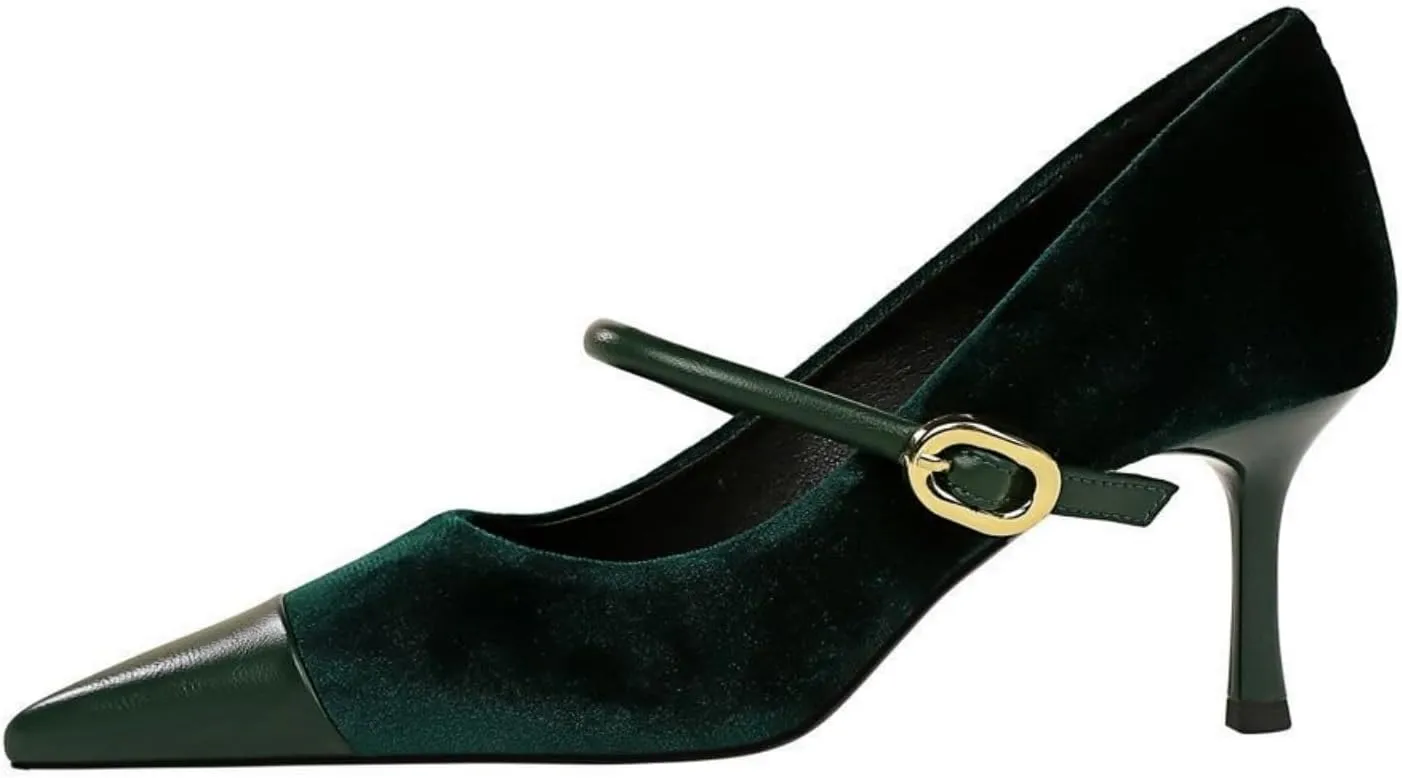 baobeijiadao Womens Pointed Toe Heeled Pumps Slip On Stiletto Heels Single-Strap Wedding Evening Dressy Shoes
