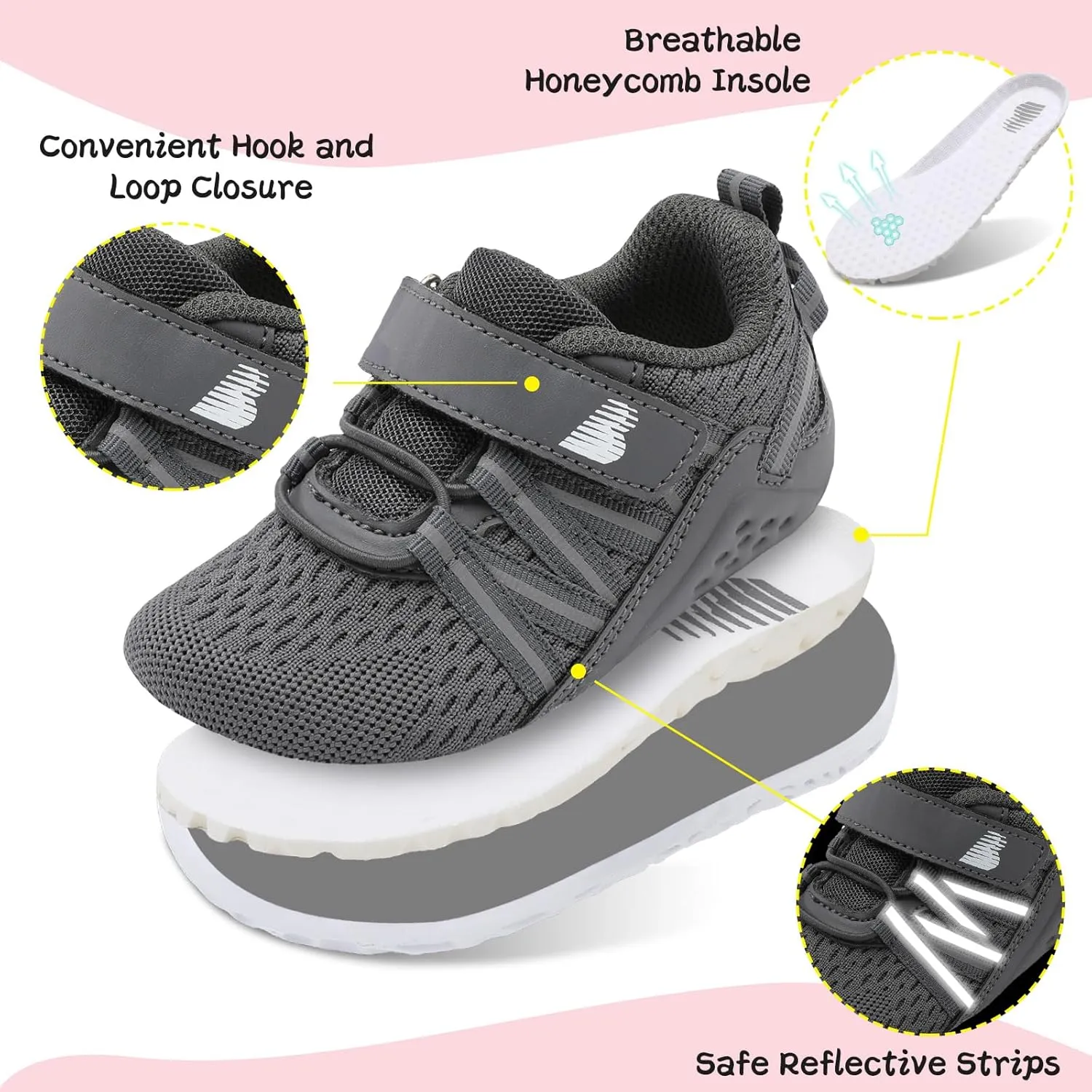 BARERUN Baby Sneakers Toddler Shoes Soft Anti-Slip Sole Newborn First Walkers Infant Toddler Breathable Athletic Running Shoes