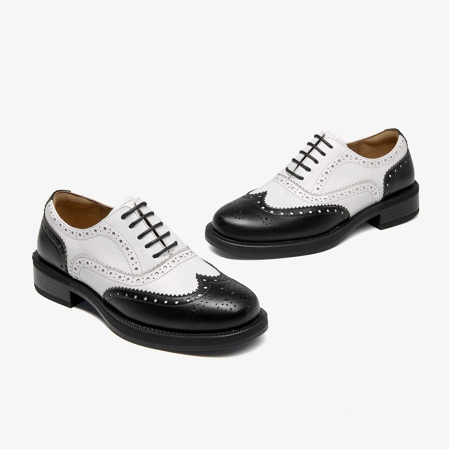 BEAU TODAY Women's Oxfords Dress Shoes, Leather Lace-Up Oxfords for Women, Comfortable Formal Cap Toe Business Casual Non Slip Office Driving Oxfords Shoes