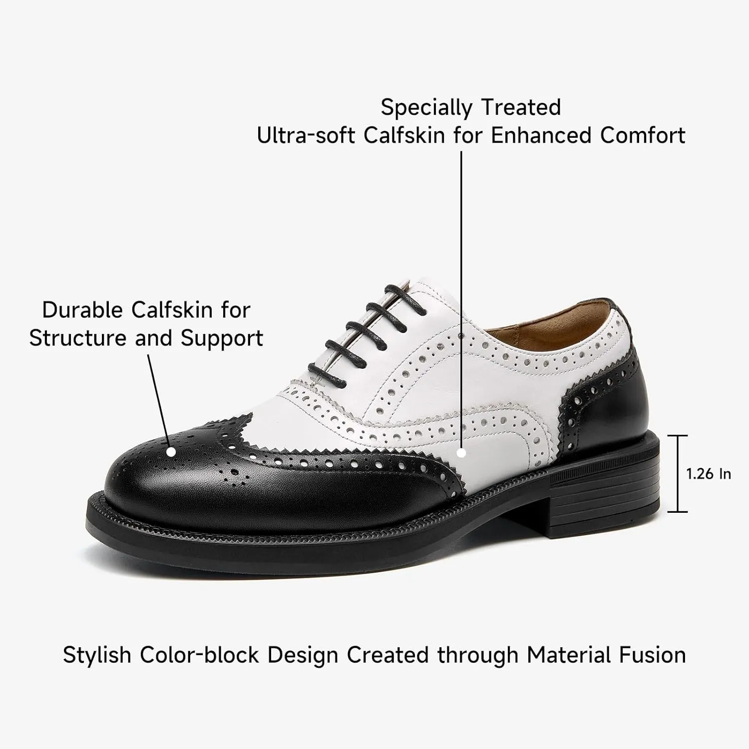 BEAU TODAY Women's Oxfords Dress Shoes, Leather Lace-Up Oxfords for Women, Comfortable Formal Cap Toe Business Casual Non Slip Office Driving Oxfords Shoes