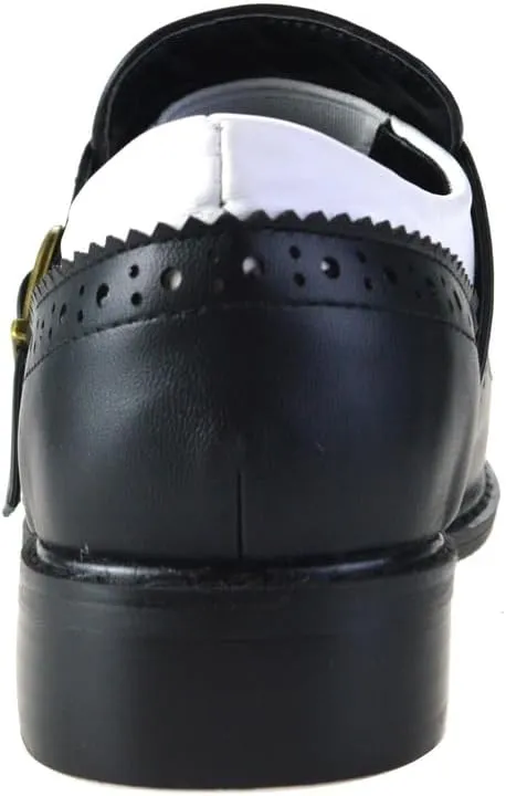 Black and White Oxfords for Women Tassel Patent Leather Chunky Low Heels Slip On Footwear Pumps Shoes Two Tone Oxford Shoes