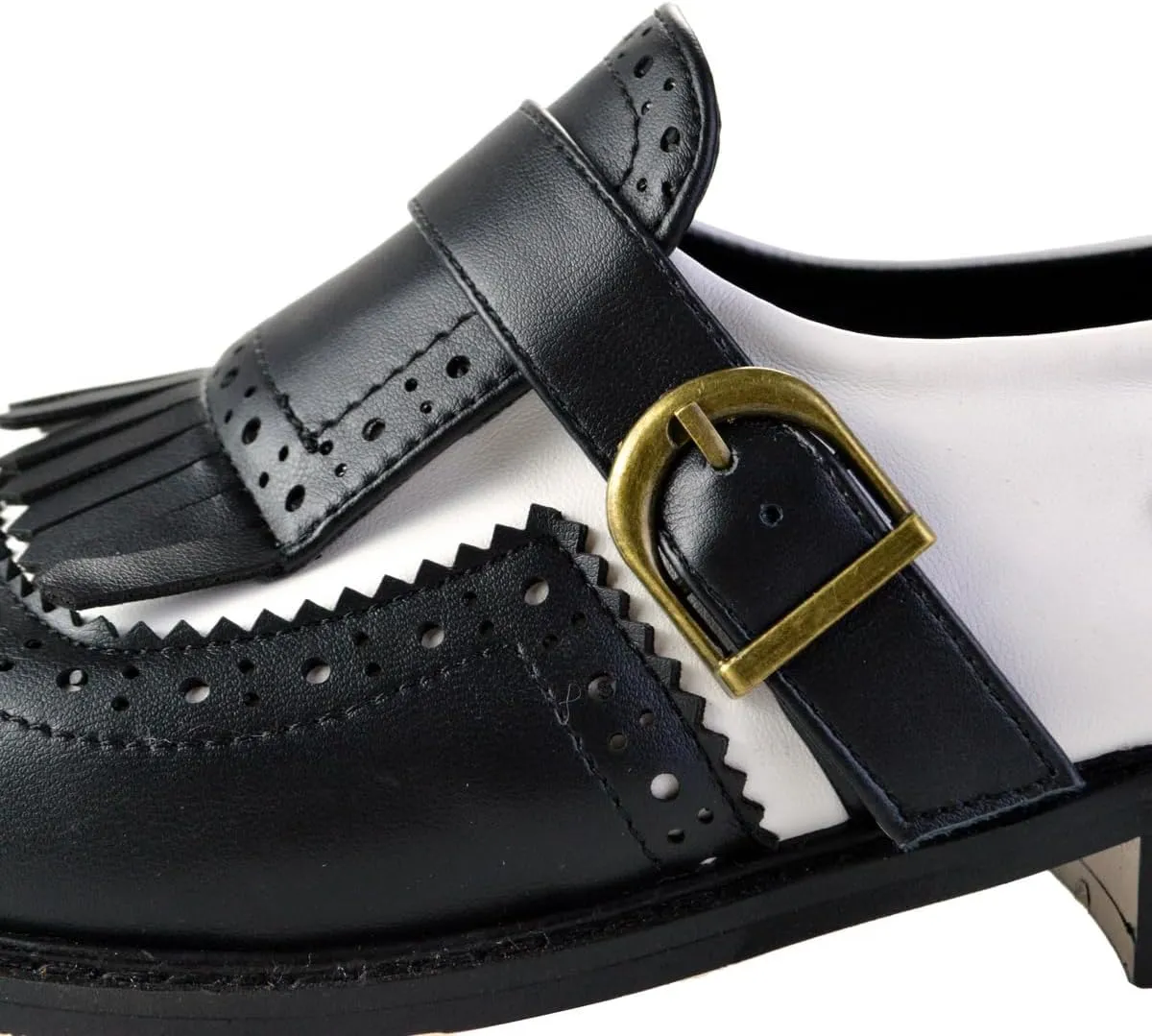 Black and White Oxfords for Women Tassel Patent Leather Chunky Low Heels Slip On Footwear Pumps Shoes Two Tone Oxford Shoes