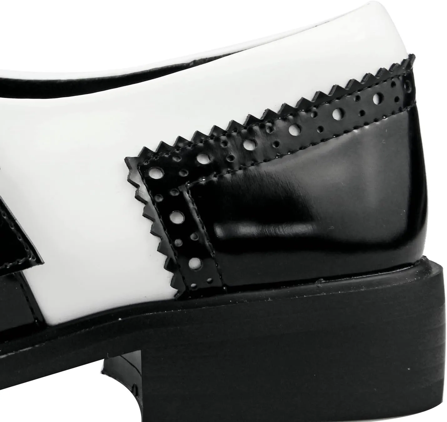 Black and White Oxfords for Women Tassel Patent Leather Chunky Low Heels Slip On Footwear Pumps Shoes Two Tone Oxford Shoes