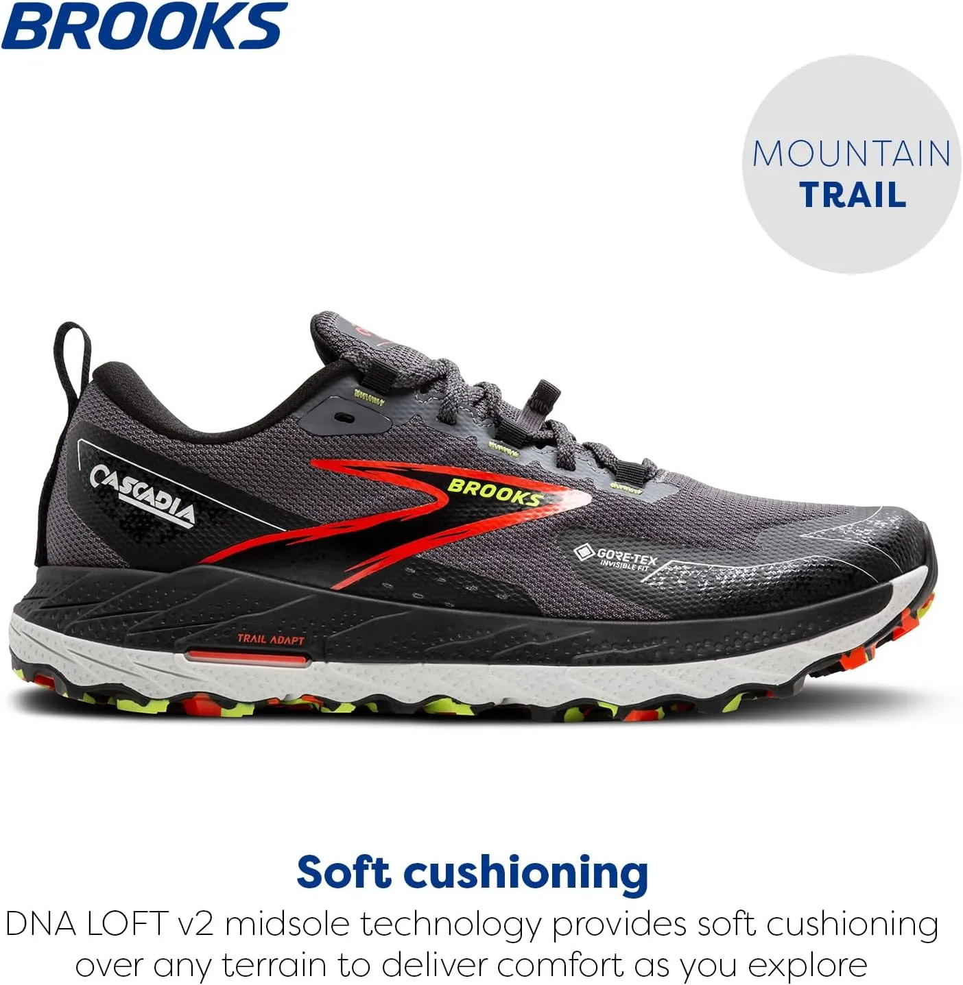 Brooks Men’s Cascadia 18 GTX Waterproof Mountain Trail Running Shoe