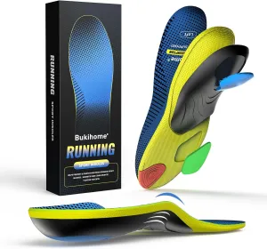 Bukihome Sport Insoles for Men Women - Arch Support Orthotics Inserts - Shock Absorption and Cushioning for Running Walking - Comfortable Insole for Standing All Day - FSA/HSA Eligible (Blue, S)