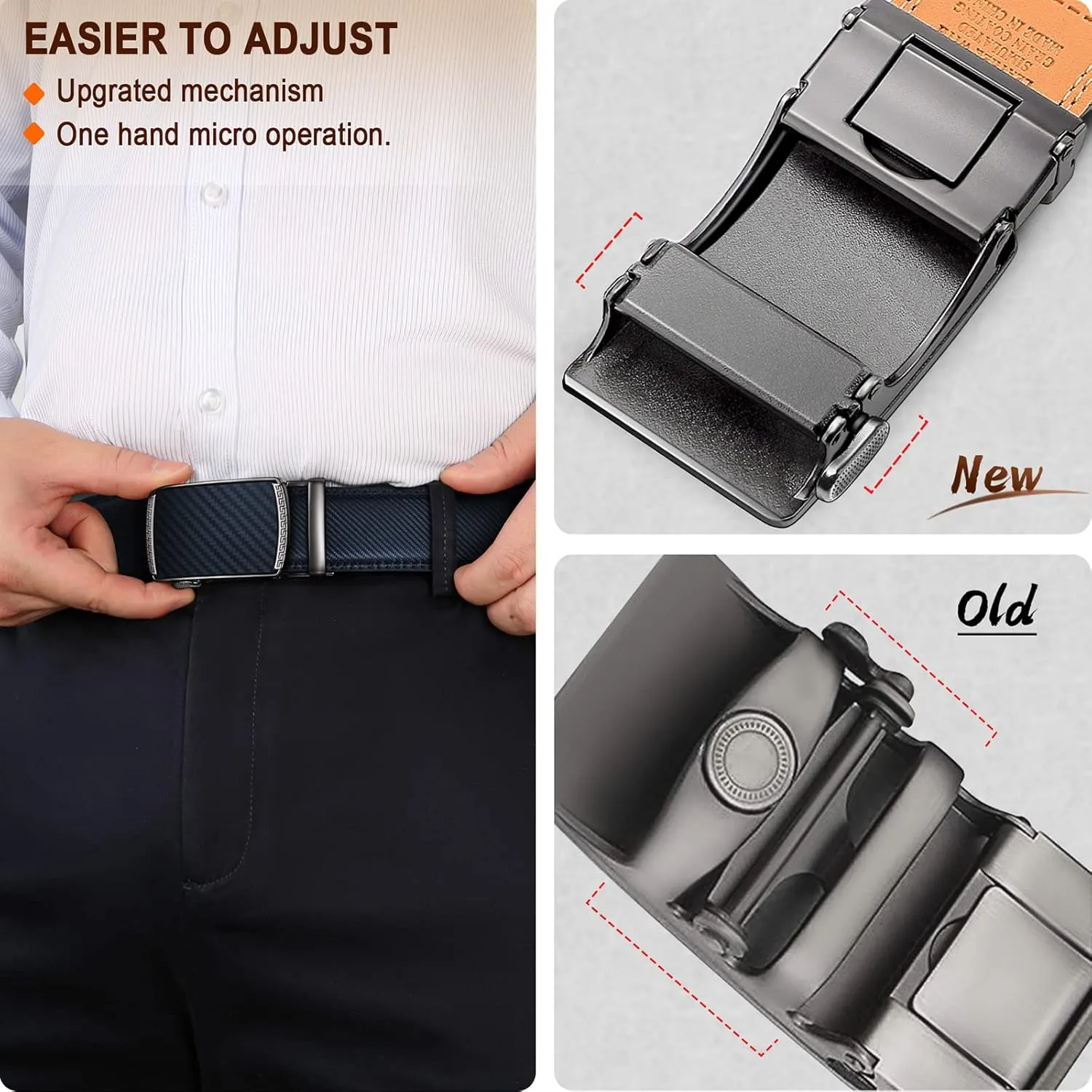 BULLIANT Men's Belt,Slide Ratchet Belt For Gift Men Dress Pant Shirt Oxfords,Trim To Fit