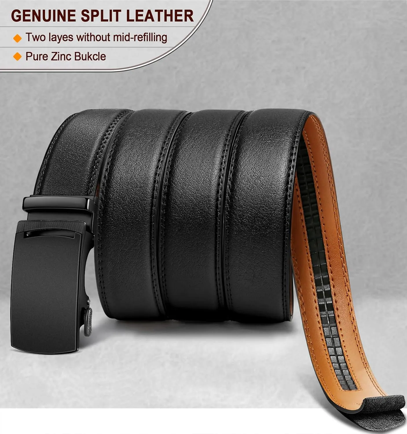 BULLIANT Men's Belt,Slide Ratchet Belt For Gift Men Dress Pant Shirt Oxfords,Trim To Fit