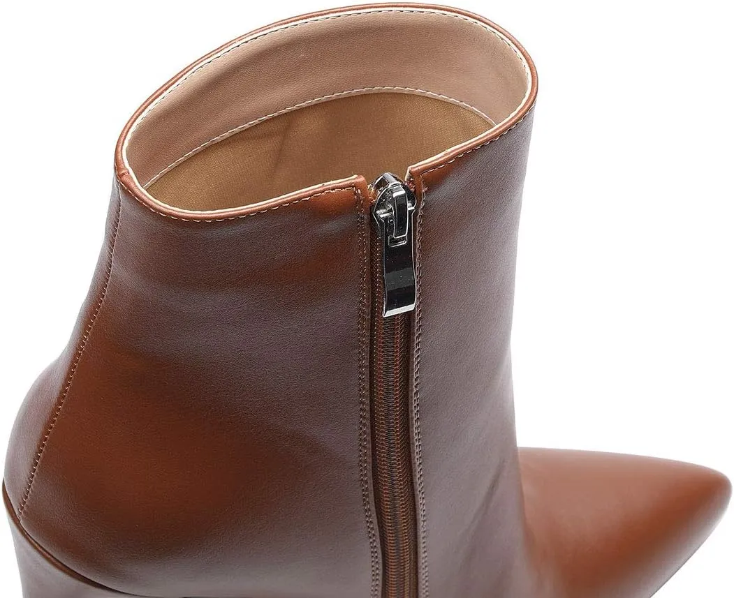 Castamere Womens High Heel Ankle Boots Pointed Toe Slip-on Stiletto Boot with Zipper 12CM Heels
