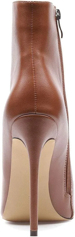Castamere Womens High Heel Ankle Boots Pointed Toe Slip-on Stiletto Boot with Zipper 12CM Heels