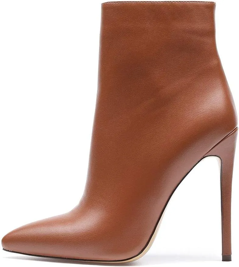 Castamere Womens High Heel Ankle Boots Pointed Toe Slip-on Stiletto Boot with Zipper 12CM Heels