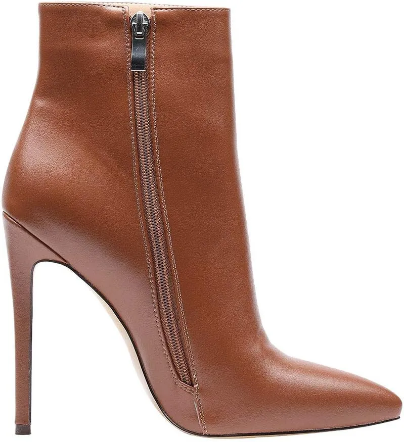 Castamere Womens High Heel Ankle Boots Pointed Toe Slip-on Stiletto Boot with Zipper 12CM Heels