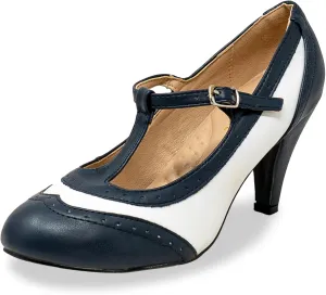 Chase & Chloe Lace-Up Vintage Cut-Out Women's Heeled Oxford
