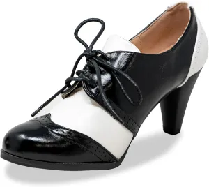 Chase & Chloe Lace-Up Vintage Cut-Out Women's Heeled Oxford