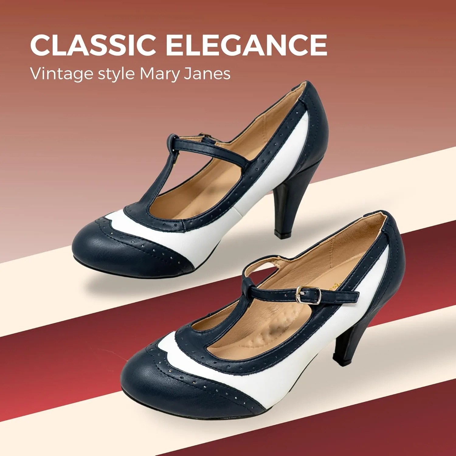 Chase & Chloe Lace-Up Vintage Cut-Out Women's Heeled Oxford